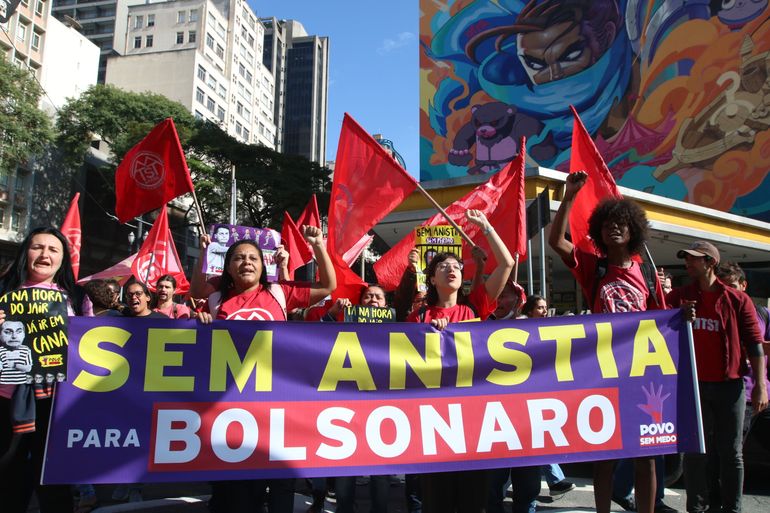 São Paulo (SP), 22/06/2023 - Ato da Frente Povo Sem Medo pela inelegibilidade e prisão do ex-presidente da República Jair Bolsonaro, no centro da capital. Foto: Rovena Rosa/Agência Brasil
