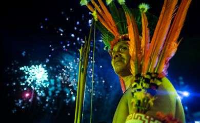 Palmas (TO) - Diversas etnias indígenas participam do encerramento dos Jogos Mundiais dos Povos Indígenas, em Palmas. ( Marcelo Camargo/Agência Brasil)