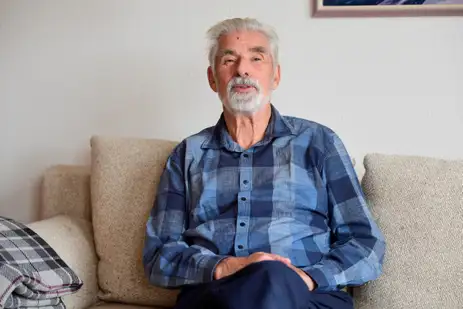 German Klaus Hasselmann  poses for a picture after winning the 2021 Nobel Prize in Physics, in Hamburg