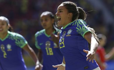Brasília (DF), 02/07/2023 - Gabi Nunes comemora gol durante jogo amistoso entre as seleções de Brasil e Chile. Foto: Marcelo Camargo/Agência Brasil