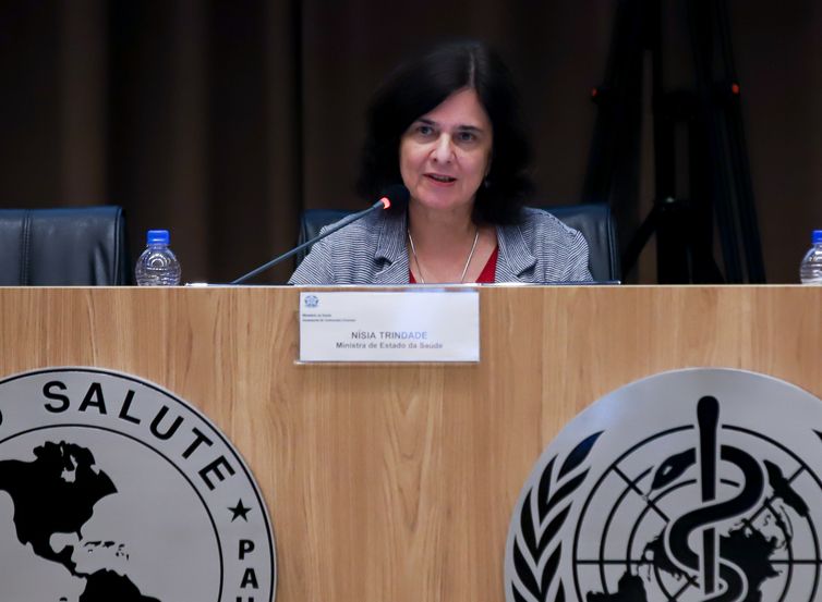 Brasília (DF), 19/12/2023,  A ministra da Saúde, Nísia Trindade, apresenta o balanço do Movimento Nacional pela Vacinação e os dados das coberturas vacinais do Brasil em 2023, na sede da Organização Pan-Americana da Saúde (OPAS/OMS).  Foto: Antonio Cruz/Agência Brasil
