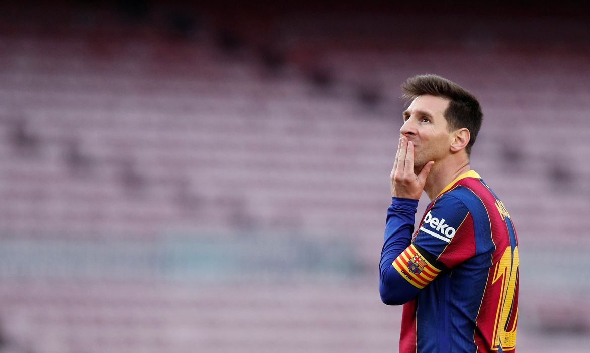 Lionel Messi durante partida entre Barcelona e Celta de Vigo pelo Campeonato Espanhol