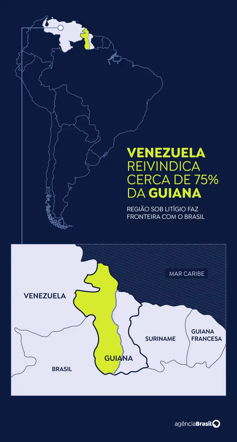 Venezuela reivindica 75% do território da Guiana