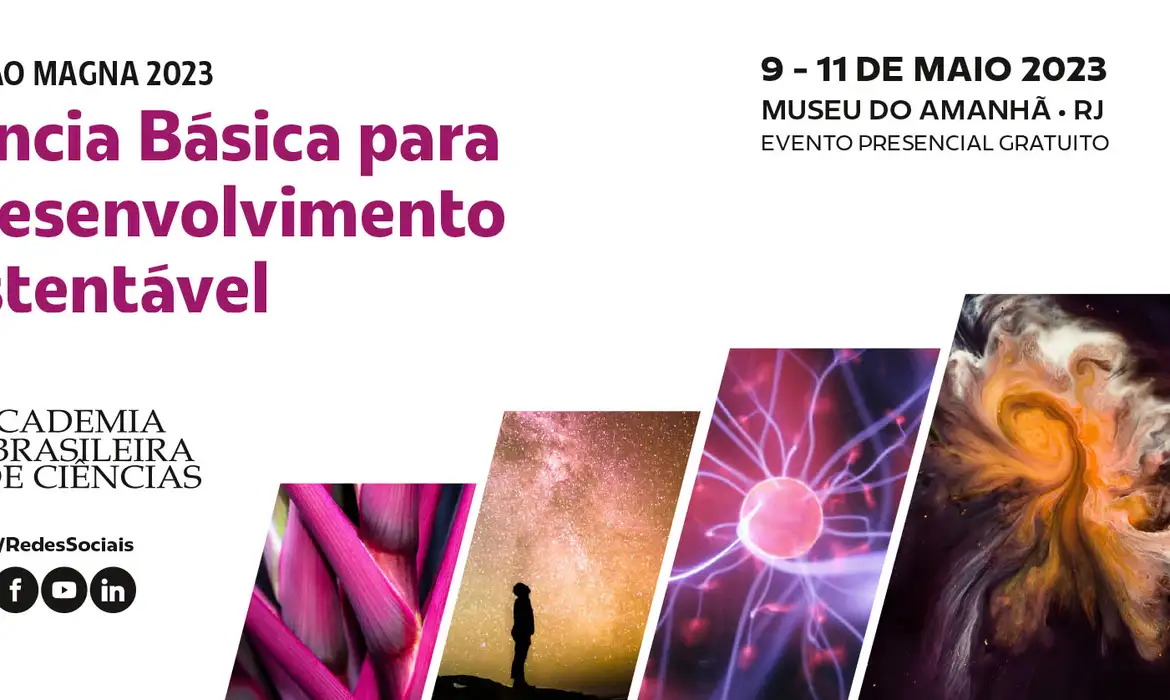 Rio de Janeiro (RJ) - Cartaz da Reunião Magna da Academia Brasileira de Ciência-ABC., no Museu do Amanhã.  Arte: ABC