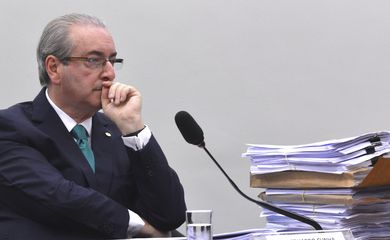 Brasília - O presidente afastado da Câmara, Eduardo Cunha, faz sua defesa no Conselho de Ética da Casa (Antonio Cruz/Agência Brasil)