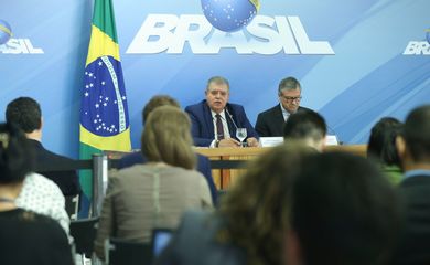 Brasília - O ministro da Secretaria de Governo, Carlos Marun, e o  ministro da Justiça, Torquato Jardim, falam à imprensa, no Palácio do Planalto (Valter Campanato/Agência Brasil)