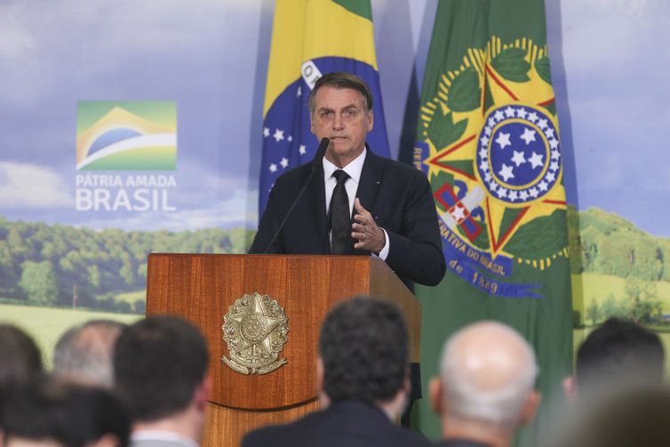 O presidente Jair Bolsonaro durante lançamento do Plana Safra 2019/2020 em cerimônia no Palácio do Planalto.