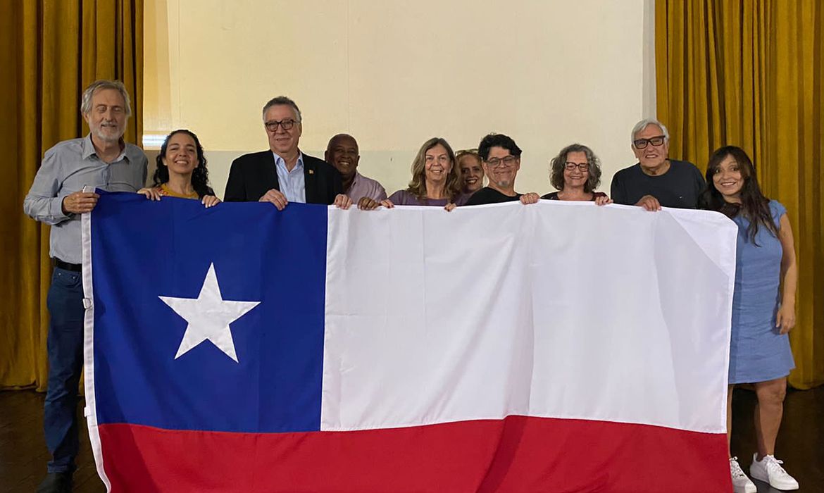 11/09/2023, Delegação chilena na Associação Brasileira de Imprensa (A.B.I), para o ATO em MEMÓRIA DE ALLENDE, em setembro de 2023. Foto: Manuel Lagos
