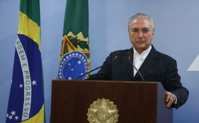 Presidente Michel Temer durante pronunciamento oficial no Planalto