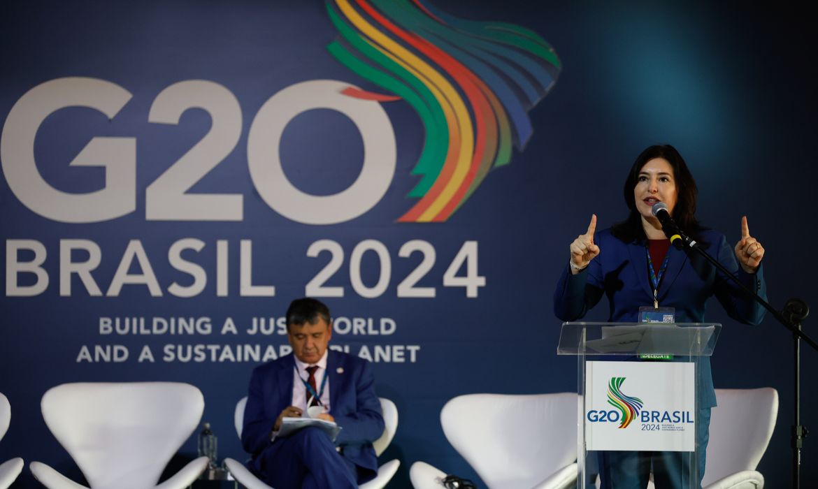 Rio de Janeiro (RJ) 23/07/2024 - A ministra do Planejamento e Orçamento, Simone Tebet, participa do “States of the Future”, evento paralelo à Reunião Ministerial de Desenvolvimento do G20. Foto: Fernando Frazão/Agência Brasil