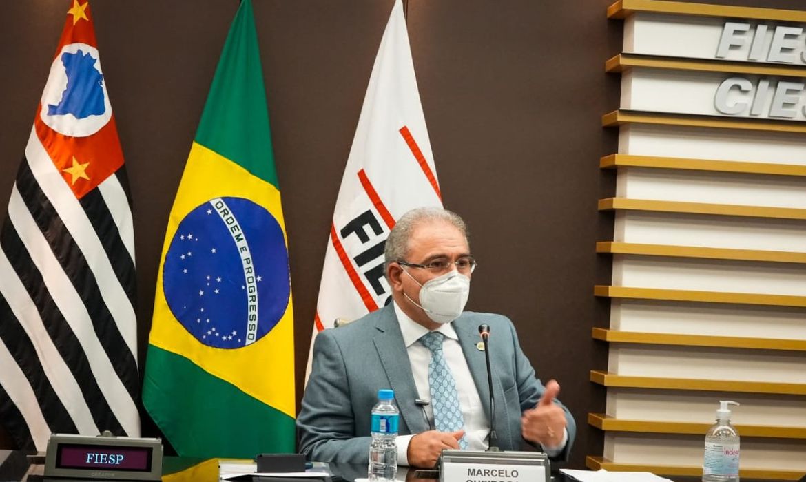 Ministro da Saúde Marcelo Queiroga, participa da reunião do Comitê da Cadeia Produtiva da Saúde e Biotecnologia da FIESP.