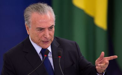 Brasília - Presidente Michel Temer durante cerimônia de anúncio de recursos para a merenda escolar de todo o país (Marcelo Camargo/Agência Brasil)