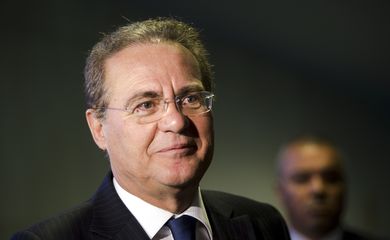 Brasília - O Presidente do Senado, Renan Calheiros, durante entrevista coletiva (Marcelo Camargo/Agência Brasil)