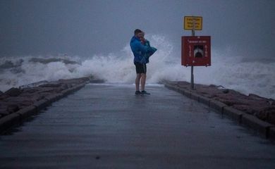 FILE PHOTO: Tropical Storm Nicholas in Galveston, Texas