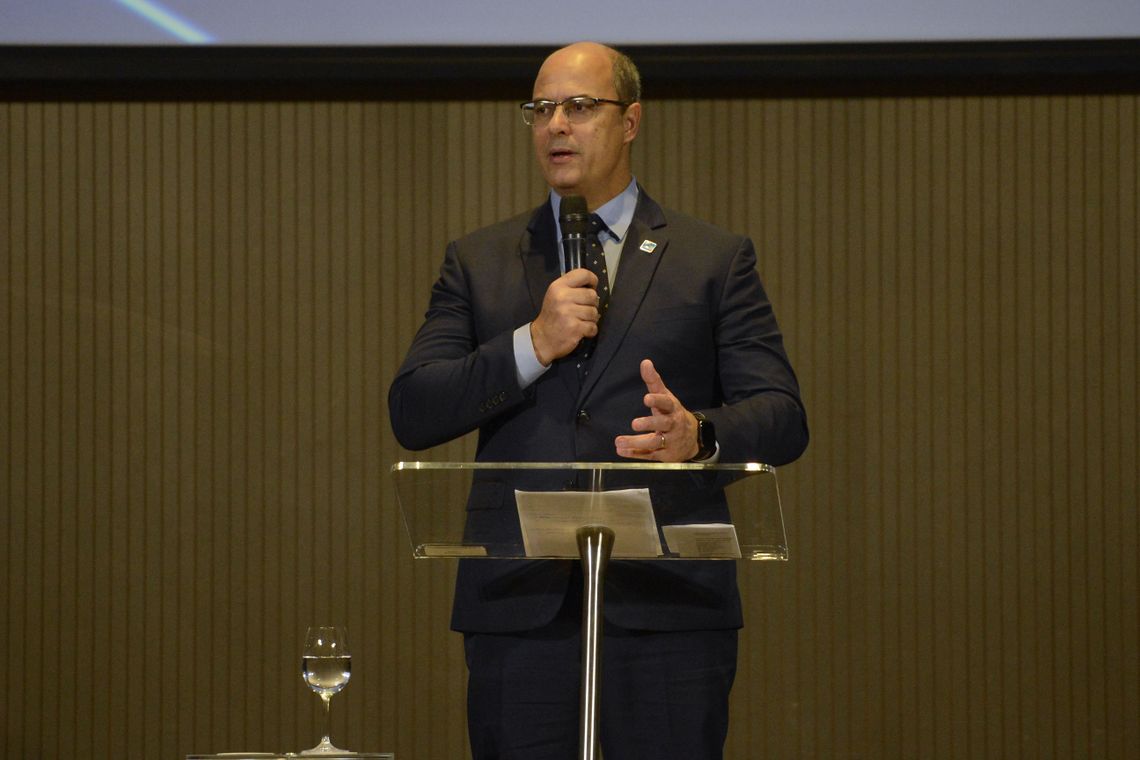 O governador do Rio de Janeiro, Wilson Witzel, fala durante almoço de Encontro do Conselho Interdenominacional de Ministros Evangélicos do Brasil.