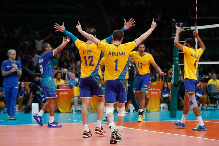 Rio de Janeiro -  Seleção brasileira masculina de vôlei  vence a da França por 3 sets a 1 no Maracanãzinho e vai às quartas-de-final ( Fernando Frazão/Agência Brasil)