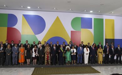 Foto oficial na cerimônia de posse do presidente da República, Luiz Inácio Lula da Silva no Palácio do Planalto