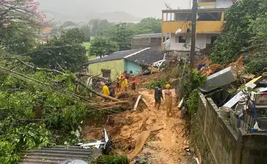 A view shows damage and mudslides caused by heavy rains, in Angra dos Reis