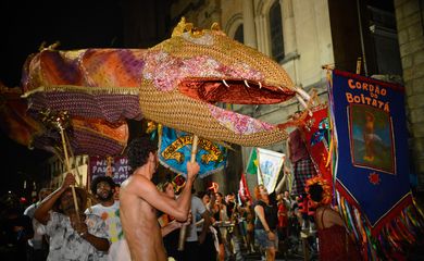 Rio de Janeiro - Blocos carnavalescos desfilam no cortejo Carnaval Contra o Golpe, no qual contestam o impeachment e o ajuste fiscal  (Fernando Frazão/Agência Brasil)