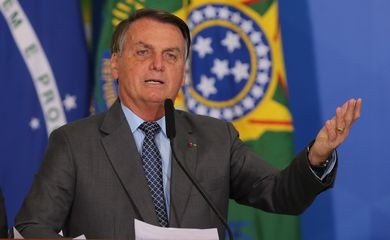O presidente da República, Jair Bolsonaro,durante o lançamento do programa Gigantes do Asfalto Palácio do Planalto.