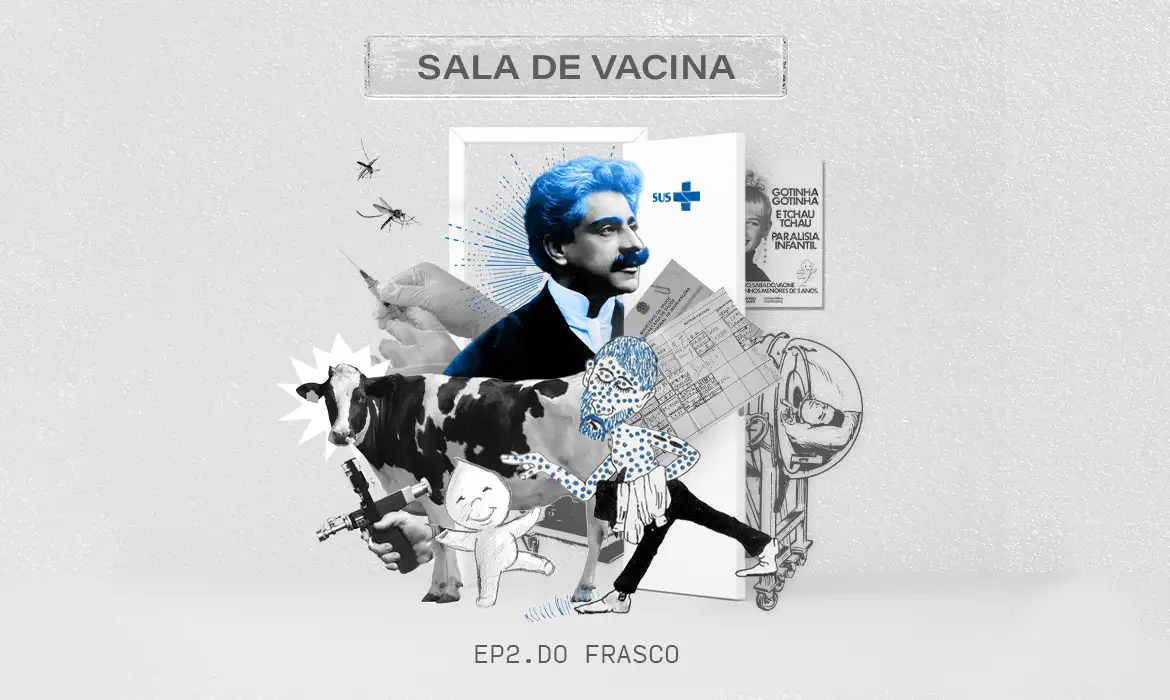 Arte do segundo episódio do podcast Sala de Vacina.