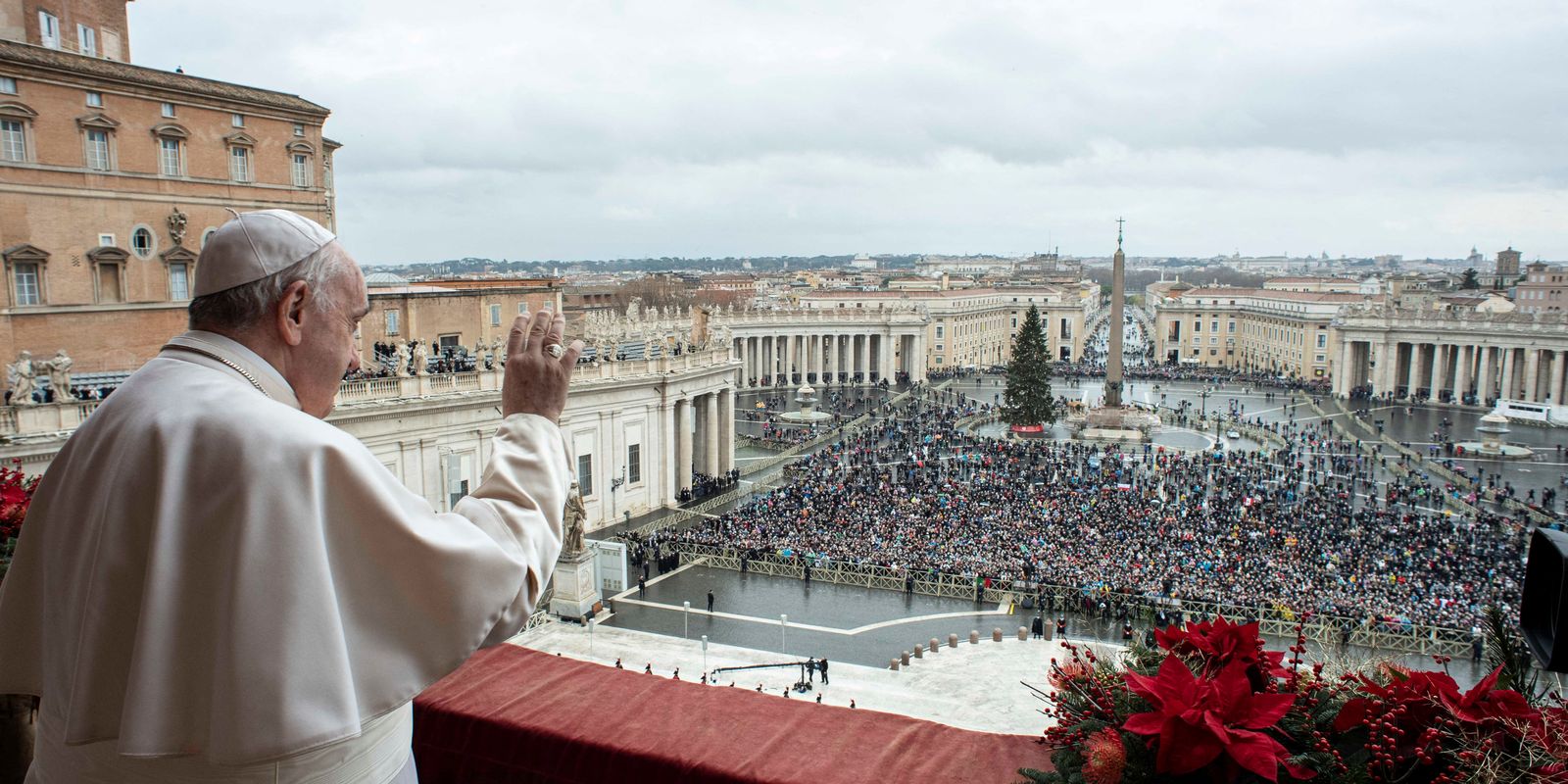 Pope Francis delivers his traditional Christmas Day Urbi et Orbi from the main balcony of St. Peter's Basilica at the Vatican