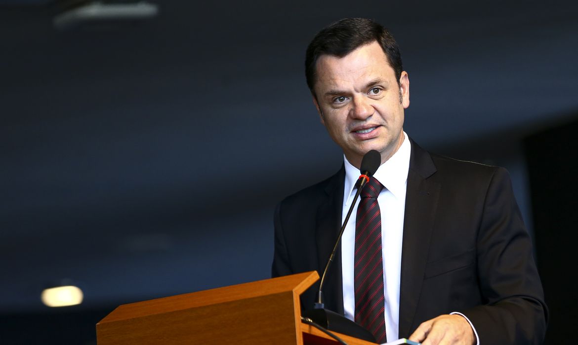 O ministro da Justiça, Anderson Torres, durante solenidade comemorativa dos 10 anos de atividades da Secretaria Nacional de Defesa do Consumidor (Senacon).