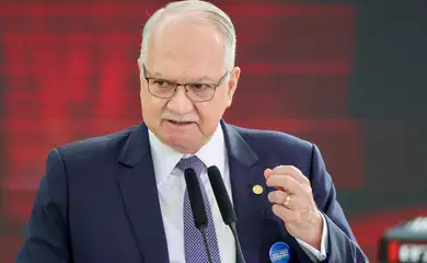 04/02/2026 - Brasília - O presidente do STF, Edson Fachin durante cerimônia de assinatura do Pacto Brasil de Enfrentamento ao Feminicídio. Palácio do Planalto. Brasília (DF) - Brasil. Foto: Fabio Rodrigues-Pozzebom/Agência Brasil