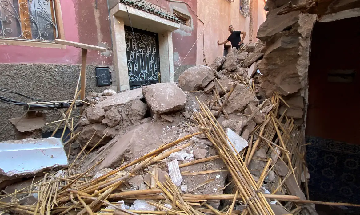 Damage in the historic city of Marrakech, following a powerful earthquake