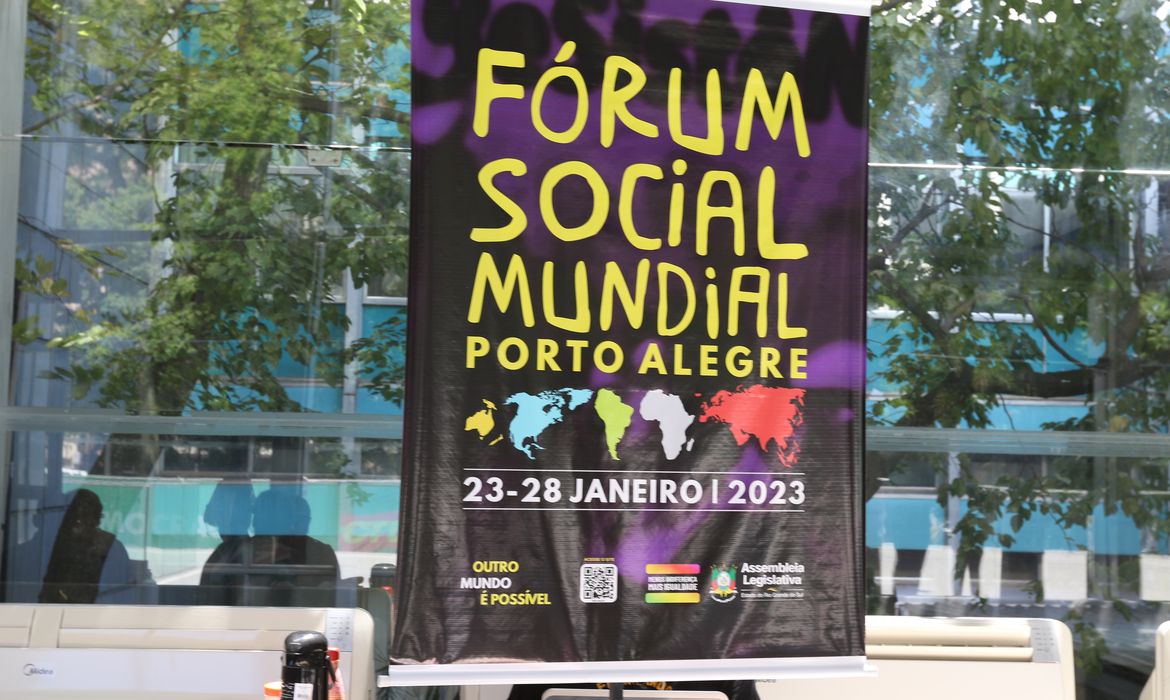 Recepção do Fórum Social Mundial, na Assembleia Legislativa do Rio Grande do Sul, em Porto Alegre.