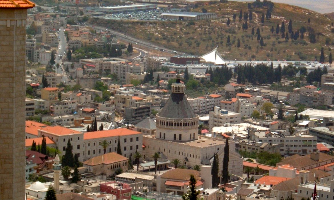 13/10/2023, Vista da cidade de Nazaré em Israel. Foto: Almog /Wikipédia