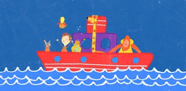 Pablo e seus amigos passeando de barco