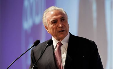 O presidente Michel Temer participa da cerimônia de abertura da Apas Show 2018, em São Paulo