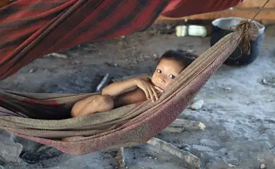 Brasília (DF - Caminhos da Reportagem Yanomami - O Direito de Existir - Criança indígena em posto emergencial de saúde em território yanomami. - Foto: TV Brasil/Divulgação
