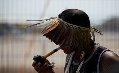 Palmas/TO - Índios de diferentes etnias aguardam credenciamento para os Jogos Mundiais dos Povos Indígenas (Marcelo Camargo/Agência Brasil)