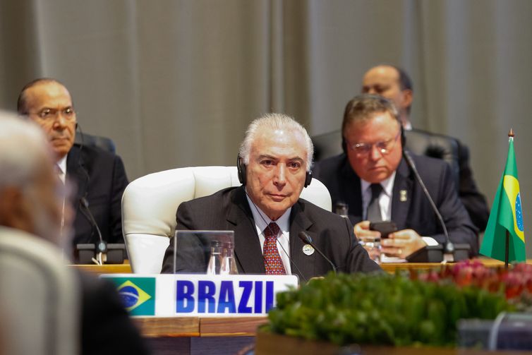 Presidente da República, Michel Temer participa da reunião plenária fechada dos Chefes de Estado e de Governo do BRICS. 
