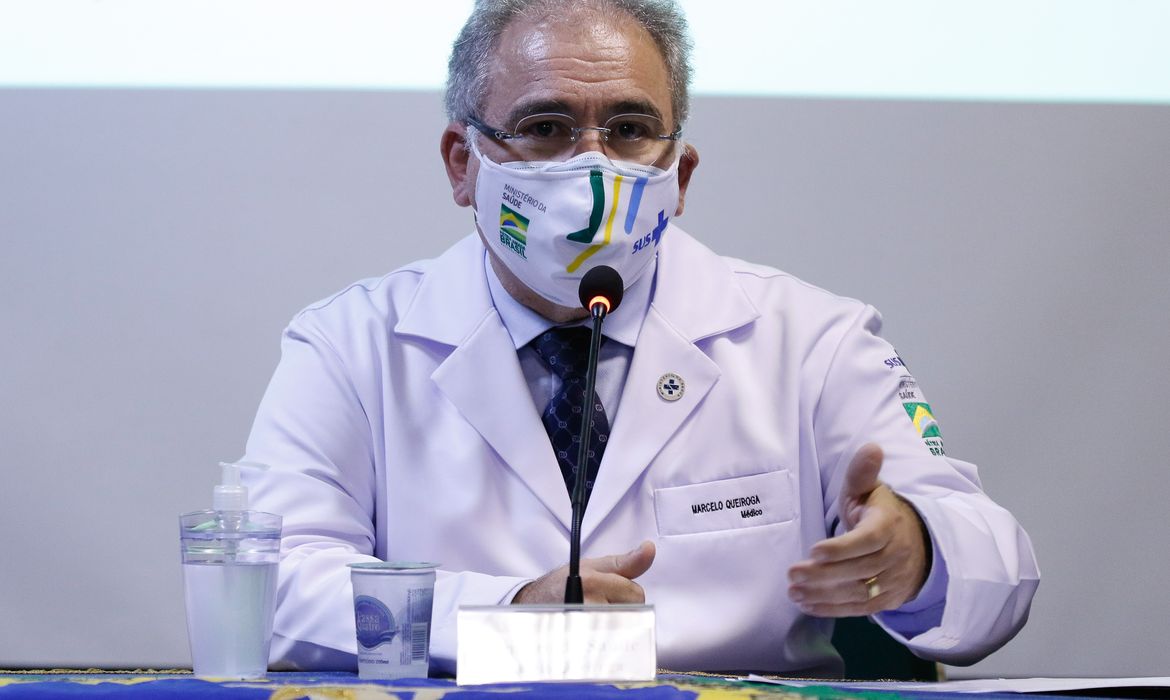 O ministro da Saúde Marcelo Queiroga, fala da vacinação dos atletas olímpicos brasileiros para os jogos de Tóquio, no Japão.