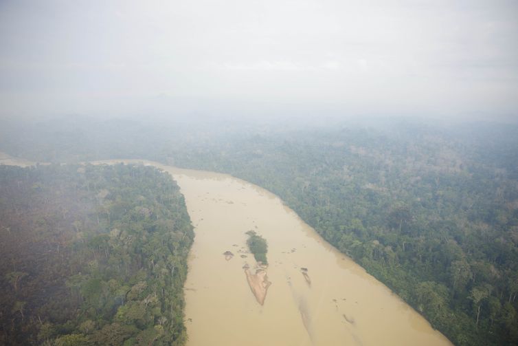 Fumaça de queimadas sobe em floresta tropical na Terra Indígena Yanomami, Roraima, Brasil, 2 de março de 2024. REUTERS/Bruno Kelly