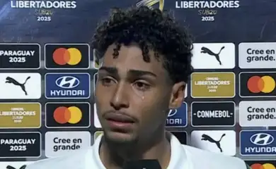 San Lorenzo, 06/03/2025 - Jogador Luighi, atacante do Palmeiras, foi alvo de racismo durante o jogo contra o Cerro Porteño, pela Libertadores sub-20. Fame: Conmebol/Reprodução