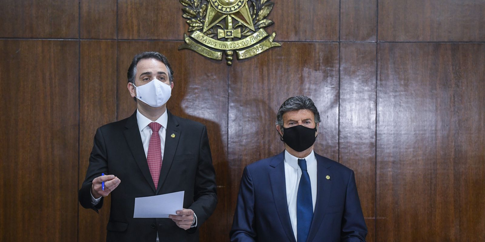 Presidente do Senado, Rodrigo Pacheco (PSD-MG); presidente do Supremo Tribunal Federal (STF), ministro Luiz Fux. Foto: Pedro Gontijo/Agência Senado
