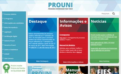 Site do ProUni - Agência Brasil/Divulgação