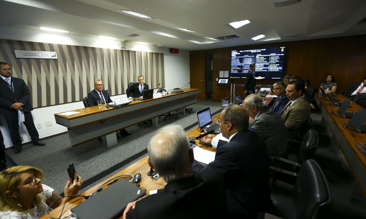 O ministro de Minas e Energia, Bento Albuquerque, participa de audiência pública na Comissão de Meio Ambiente do Senado. 