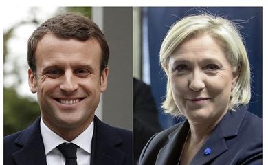 Emmanuel Macron e Marine Le Pen devem disputar o 2° turno das eleições presidenciais na França 