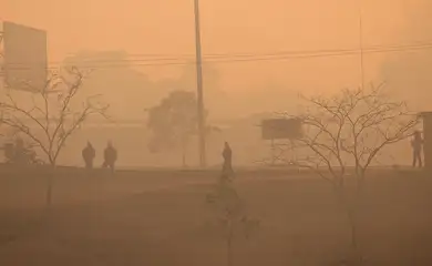 Brasília (DF) 16/09/2024 A capital amanheceu coberta de fumaça causada pelo incêndio no Parque Nacional de Brasília Foto: Fabio Rodrigues-Pozzebom/ Agência Brasil