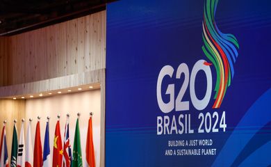 Rio de Janeiro (RJ) 23/07/2024 - Símbolo do G20 na Reunião Ministerial de Desenvolvimento. Foto: Fernando Frazão/Agência Brasil
