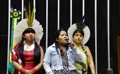 Homenagem ao Dia Internacional da Mulher. Líder Indígena e gestora ambiental, Kerexu Yxapyry e Dep. Célia Xabriaká (PSOL - MG)