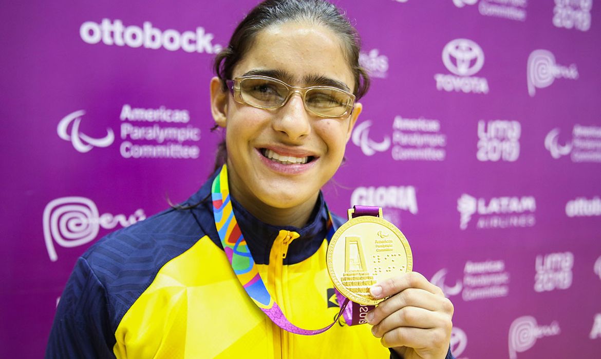 Giulia Pereira, do judô, conquistou a primeira medalha de ouro do Brasil no Parapan 2019