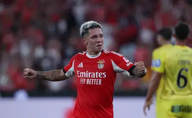 Gianluca Prestianni em jogo do Benfica contra Tondela
 23/8/2025    REUTERS/Pedro Rocha