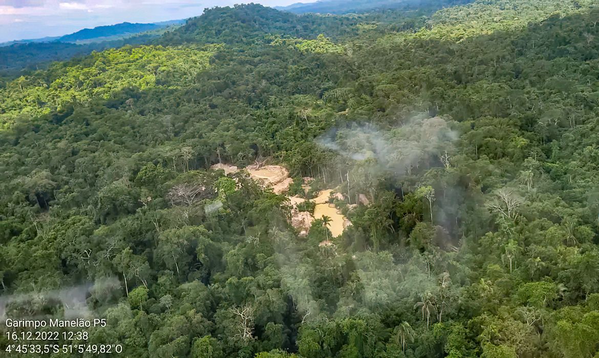 02/10/2023, Área de garimpo dentro da Terra Indígena Trincheira Bacajá, município de Altamira, no Pará.  Foto: PF/Ascom