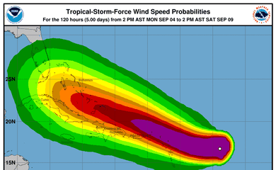 Mapa mostra localização do furacão Irma no Caribe